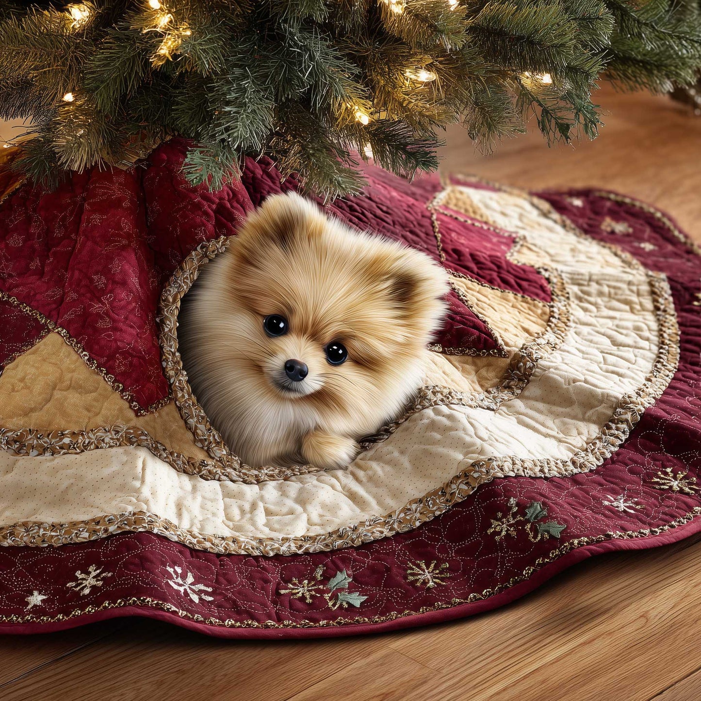 Pomeranian Quilted Tree Skirt GFTOMA6192