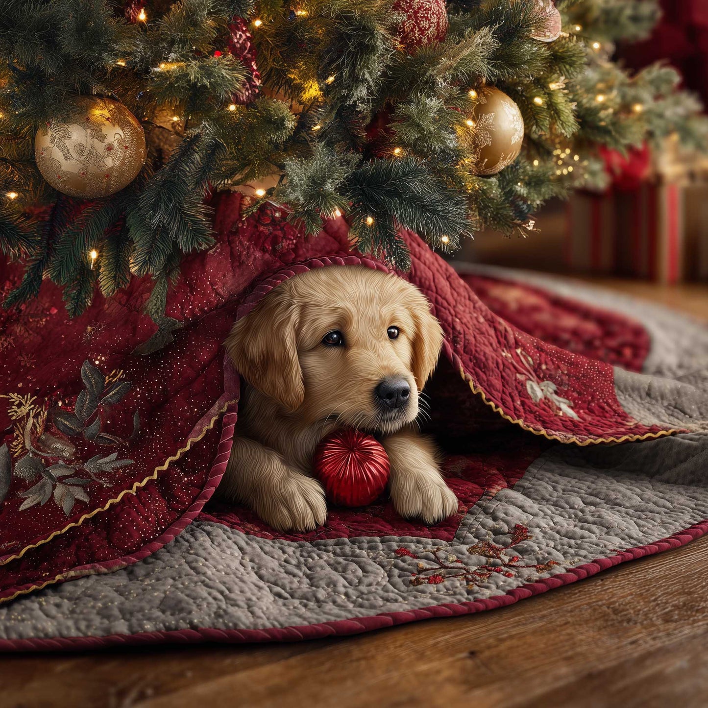 Golden Retriever Quilted Tree Skirt GFTOMA6198