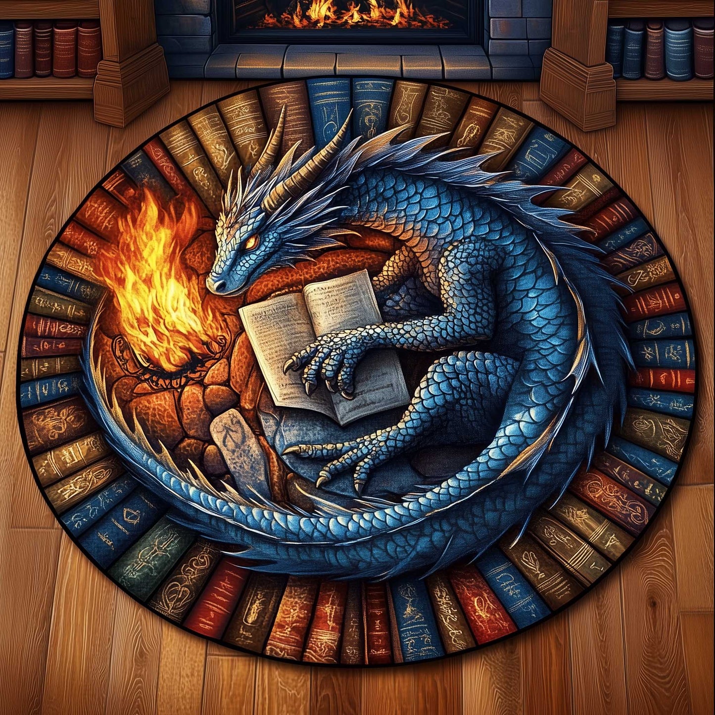 Library Dragon Quilted Round Mat GFTOMA6285