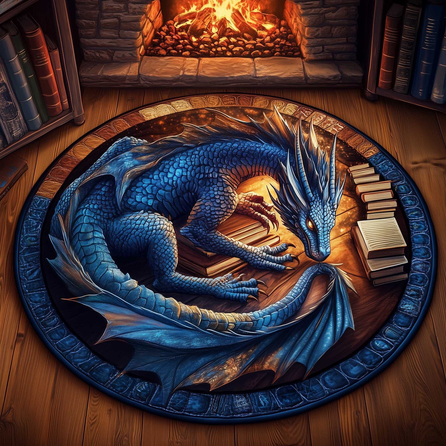Library Dragon Quilted Round Mat GFTOMA6287