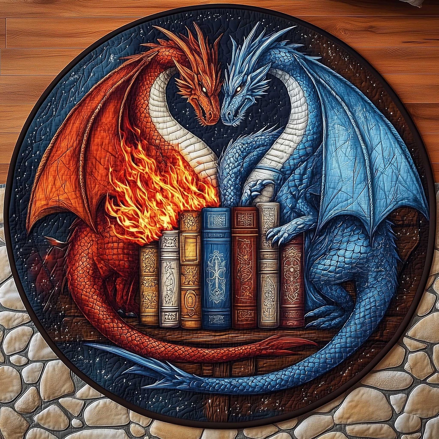 Library Dragon Quilted Round Mat GFTOMA6292