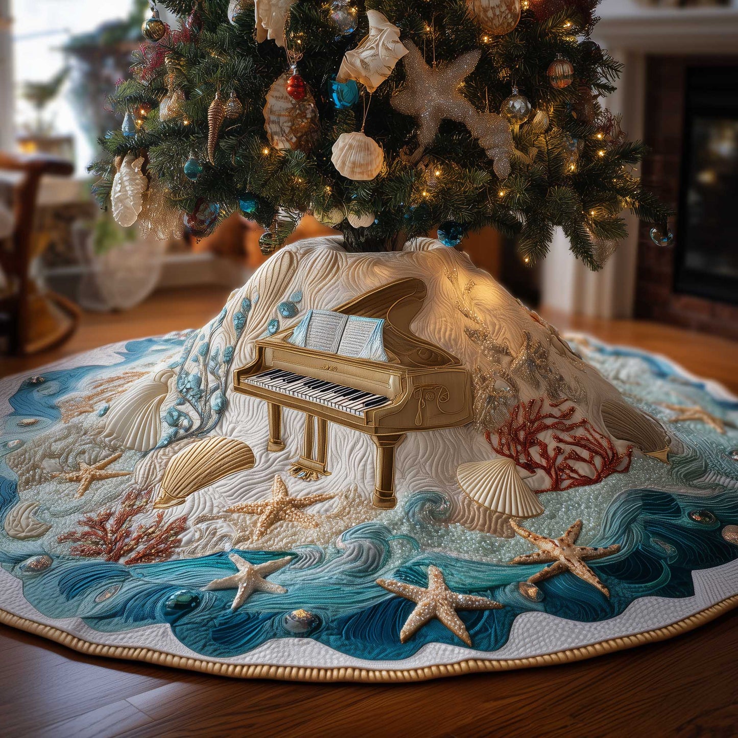 Piano Notes Quilted Tree Skirt GFTOMA6297
