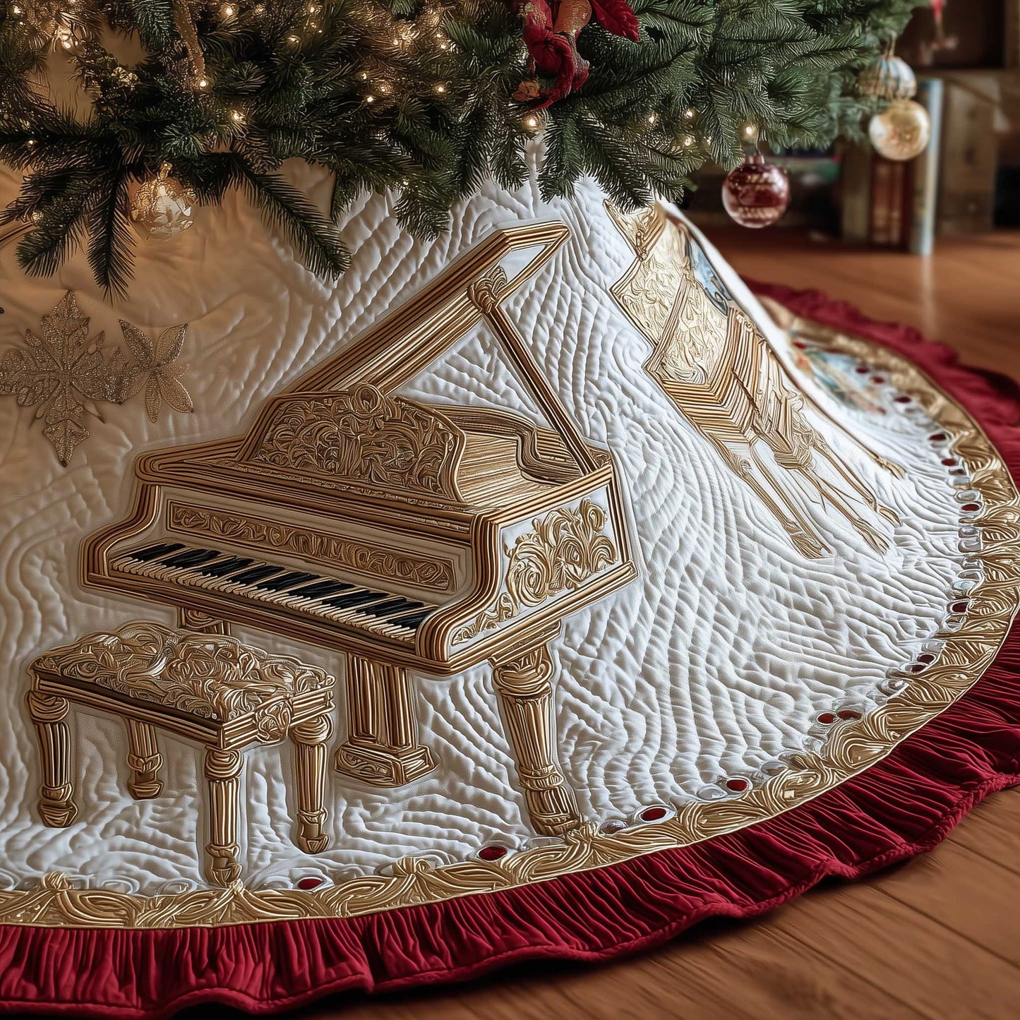 Piano Notes Quilted Tree Skirt GFTOMA6299