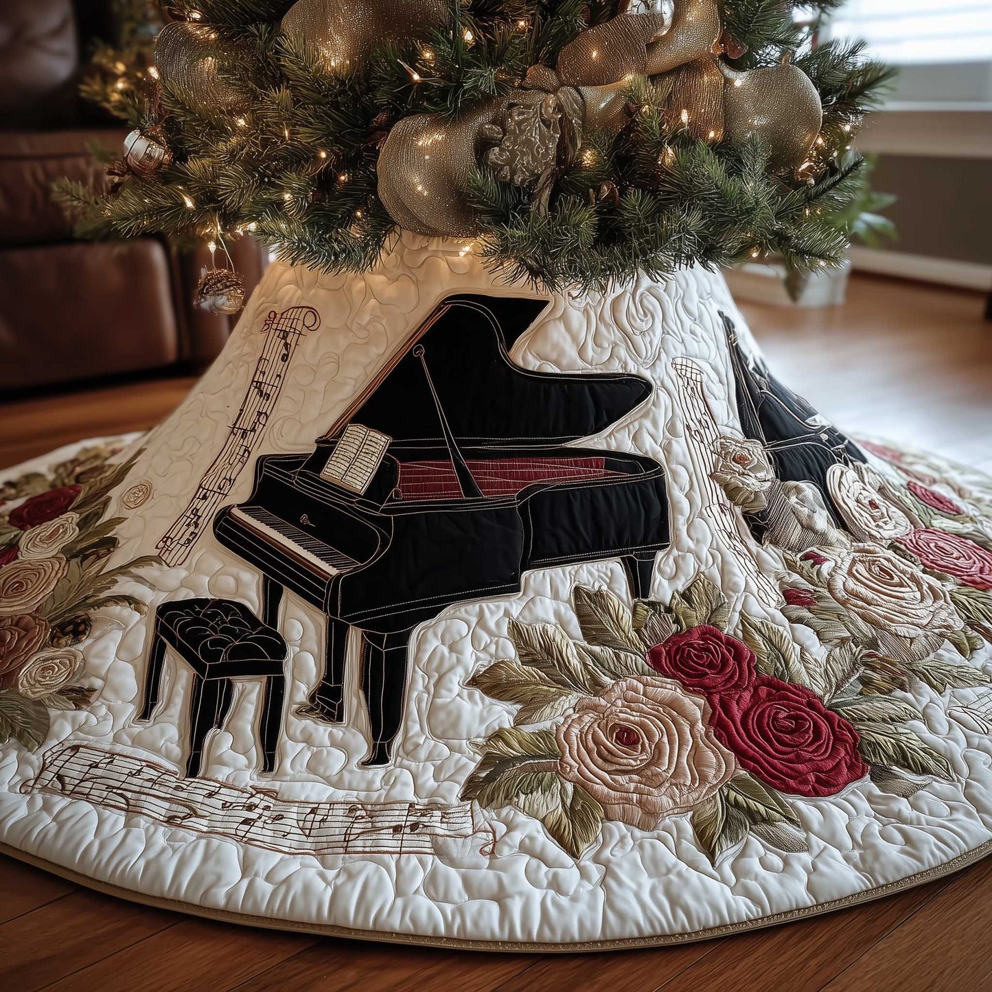 Piano Notes Quilted Tree Skirt GFTOMA6301