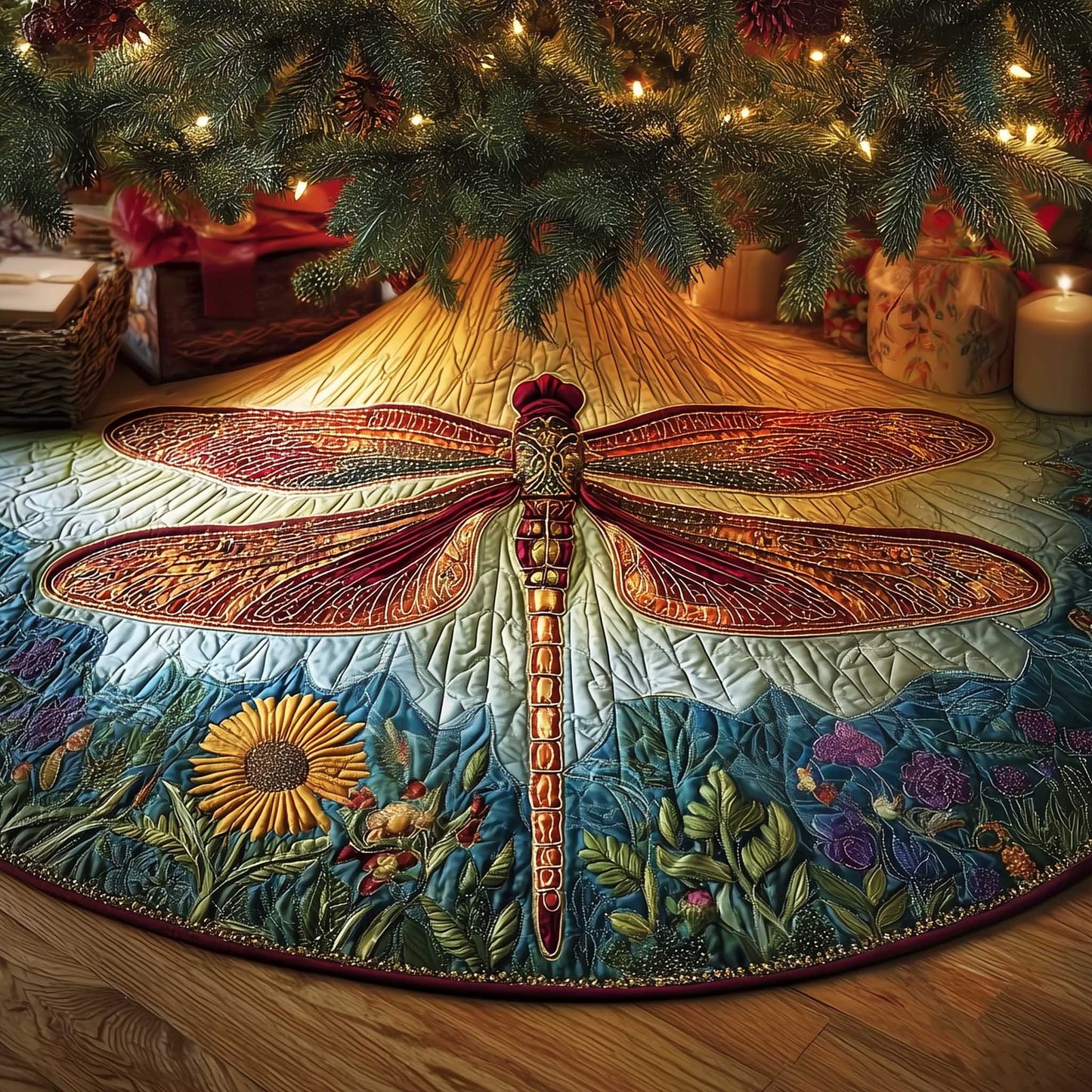 Dragonfly Quilted Tree Skirt GFTOMA6323