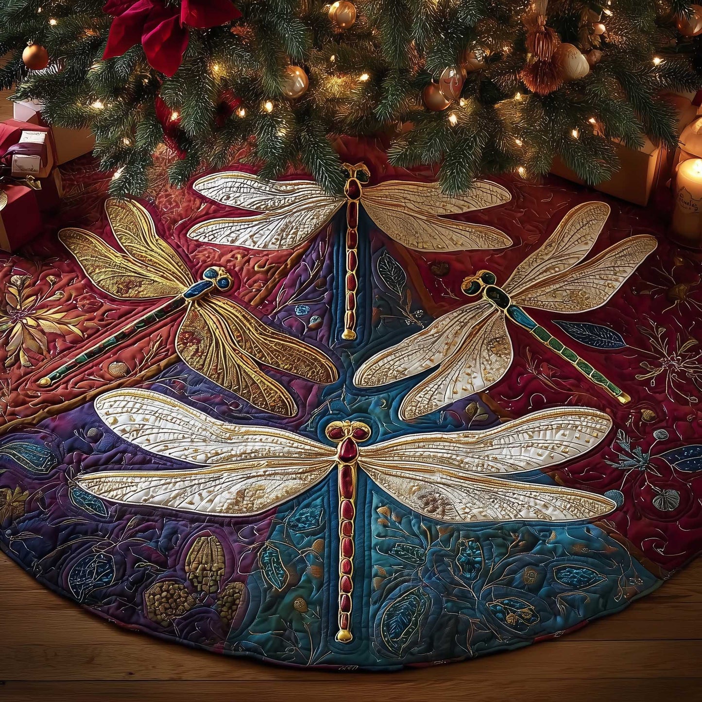 Dragonfly Quilted Tree Skirt GFTOMA6327