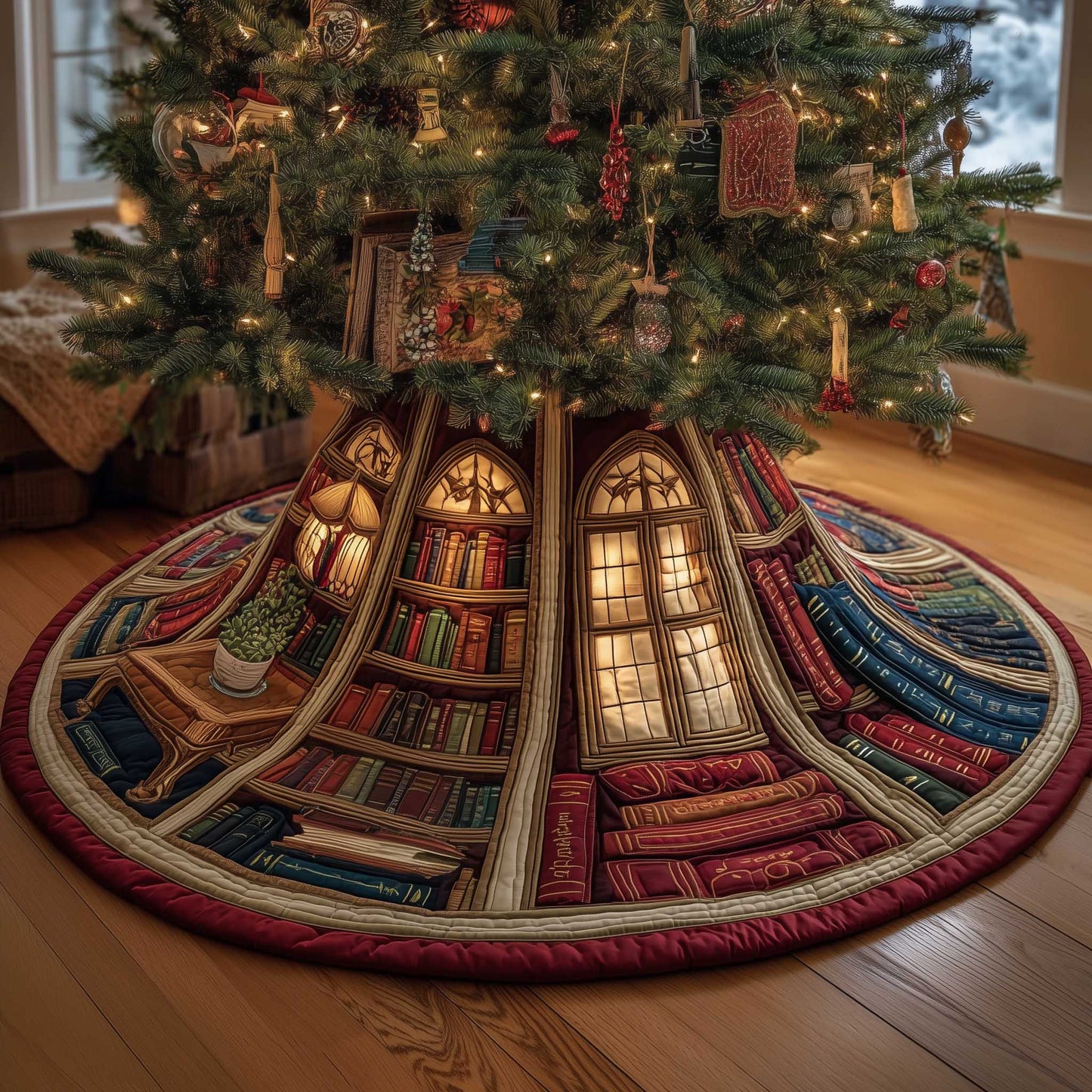 Cozy Book Quilted Tree Skirt GFTOMA6331