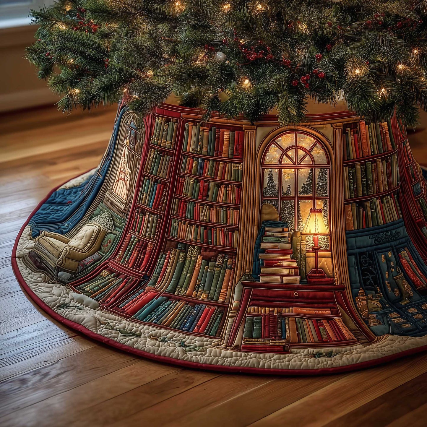 Cozy Book Quilted Tree Skirt GFTOMA6333