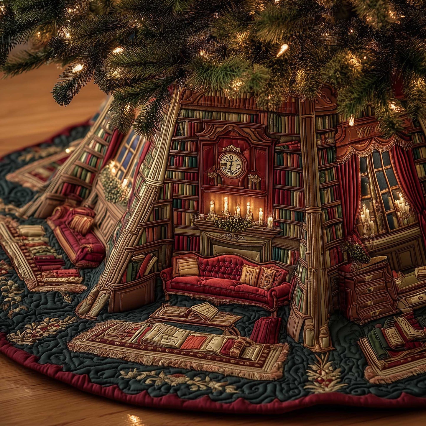 Cozy Book Quilted Tree Skirt GFTOMA6335