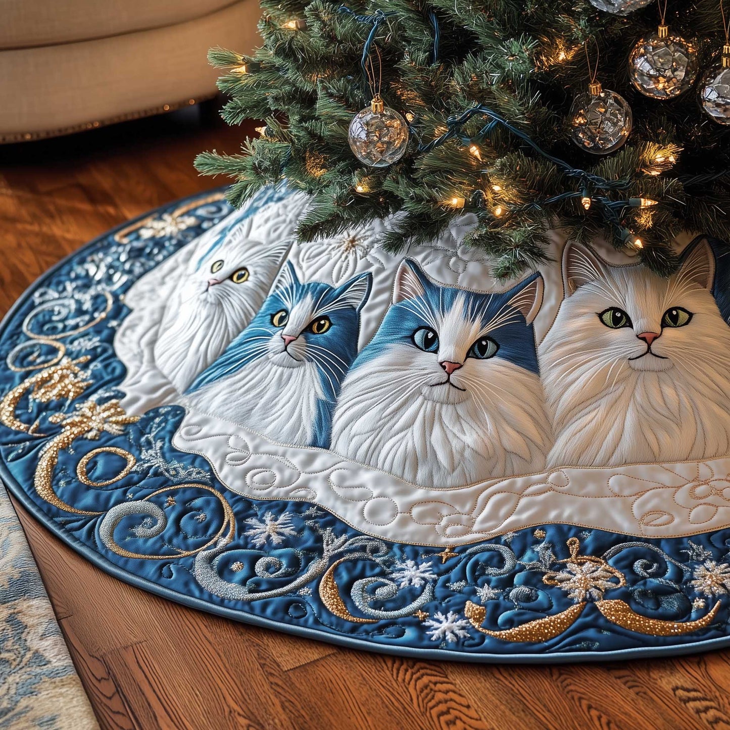Cat Purrs Quilted Tree Skirt GFTOMA6351
