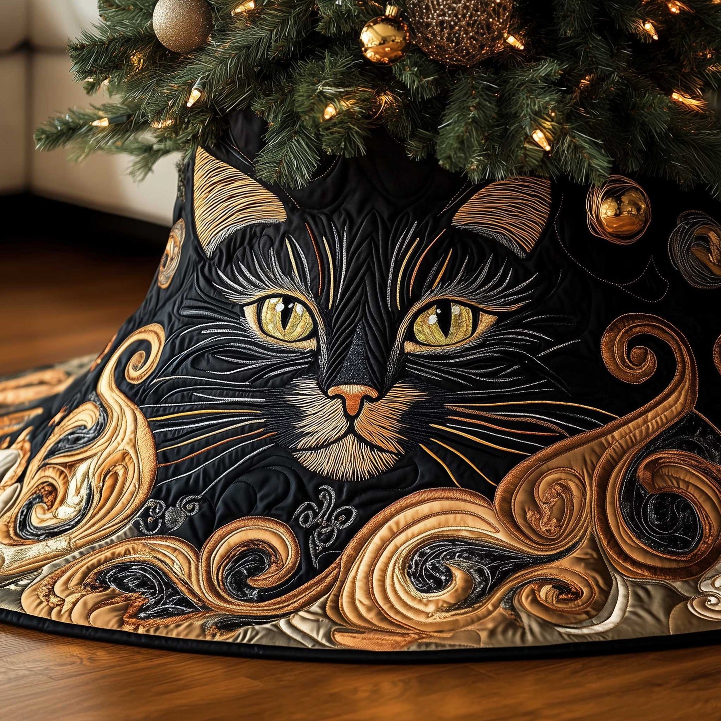 Cat Purrs Quilted Tree Skirt GFTOMA6354