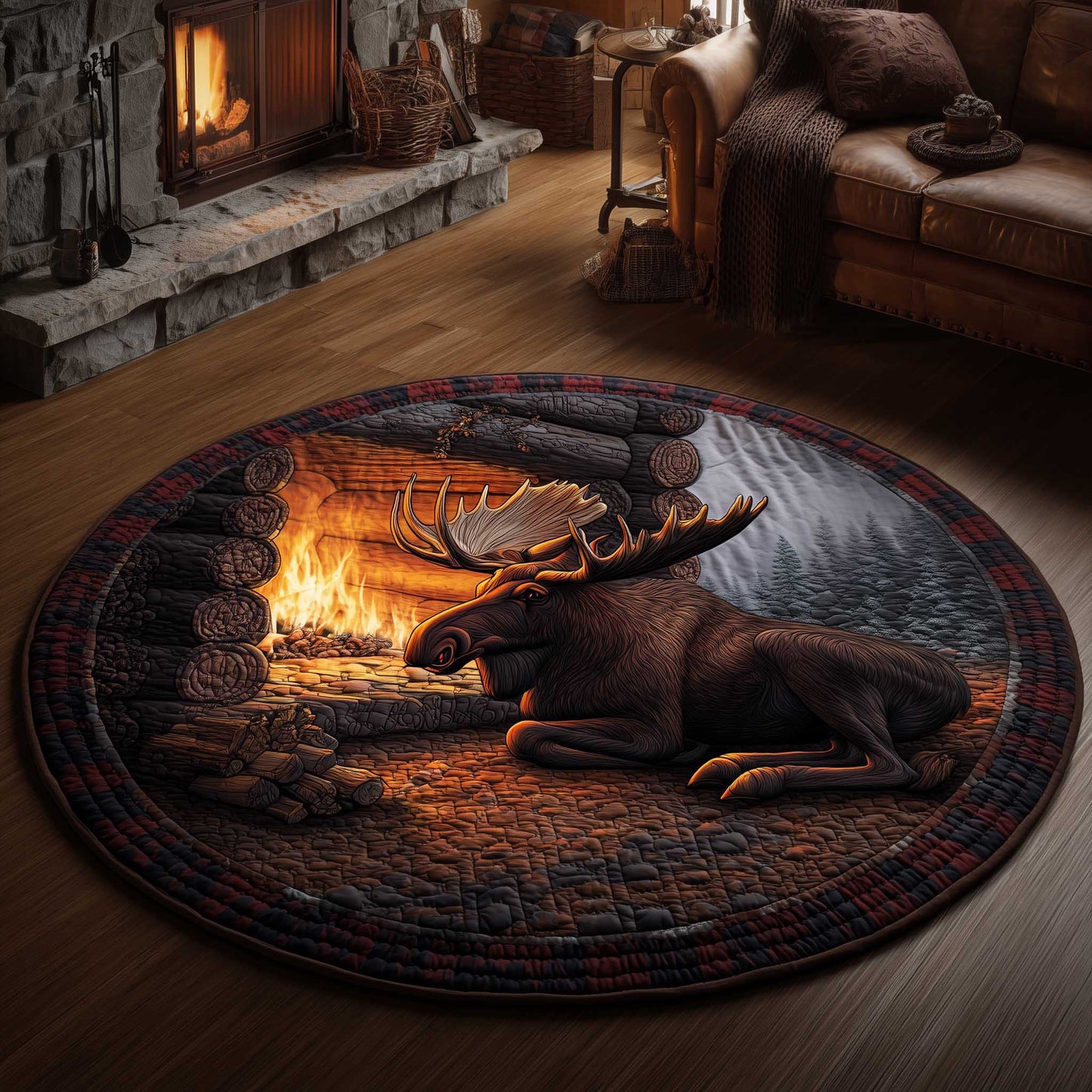 Mystic Moose Quilted Round Mat GFTOMA6382
