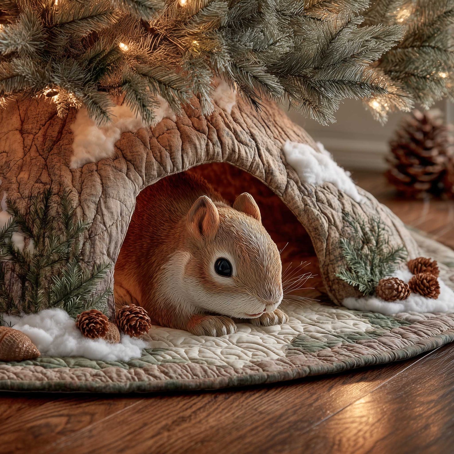 Charming Squirrel Quilted Tree Skirt GFTOMA6396