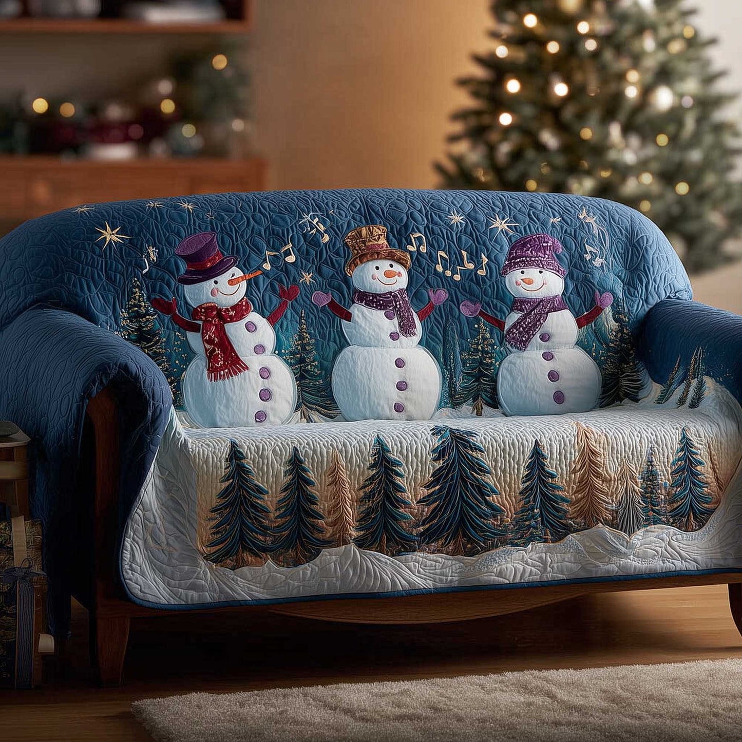 Snowman Lane Quilted Sofa Cover GFTOMA6436