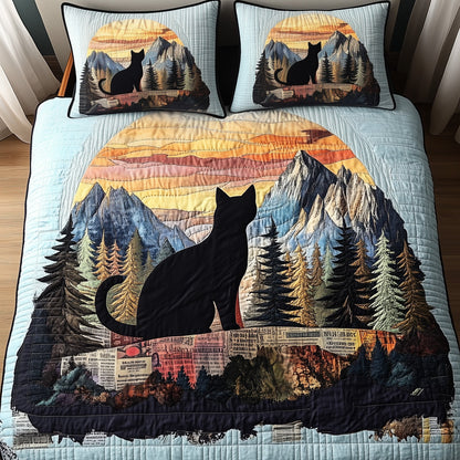 Dreamy Night Cat 3-Piece Quilted Bedding Set GFTOMA644