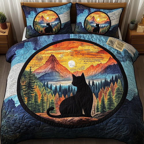 Dreamy Night Cat 3-Piece Quilted Bedding Set GFTOMA645