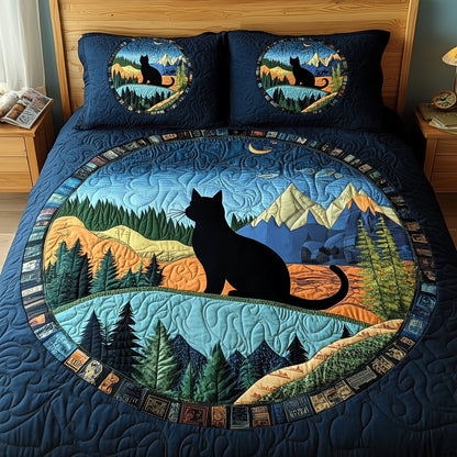 Dreamy Night Cat 3-Piece Quilted Bedding Set GFTOMA647