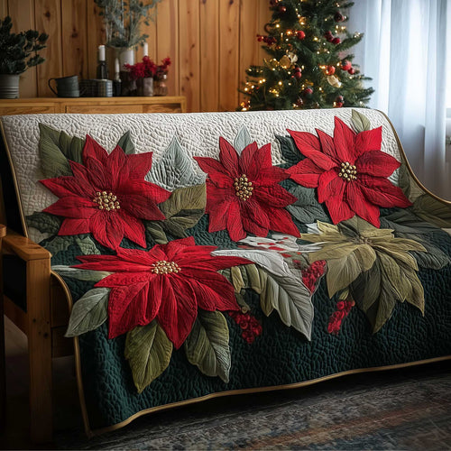 Poinsettia Bliss Quilted Sofa Cover GFTOMA6477