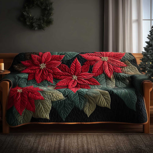 Poinsettia Bliss Quilted Sofa Cover GFTOMA6478