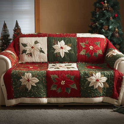 Poinsettia Bliss Quilted Sofa Cover GFTOMA6479