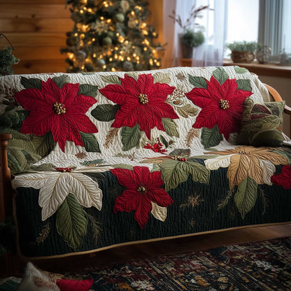 Poinsettia Bliss Quilted Sofa Cover GFTOMA6480