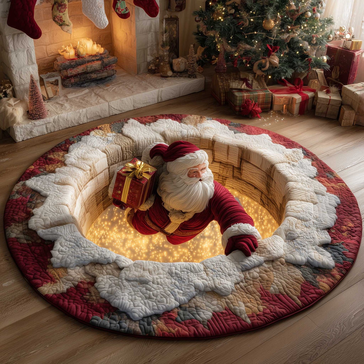 Jolly Santa Quilted Round Mat GFTOMA6504