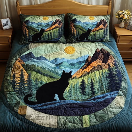 Dreamy Night Cat 3-Piece Quilted Bedding Set GFTOMA651
