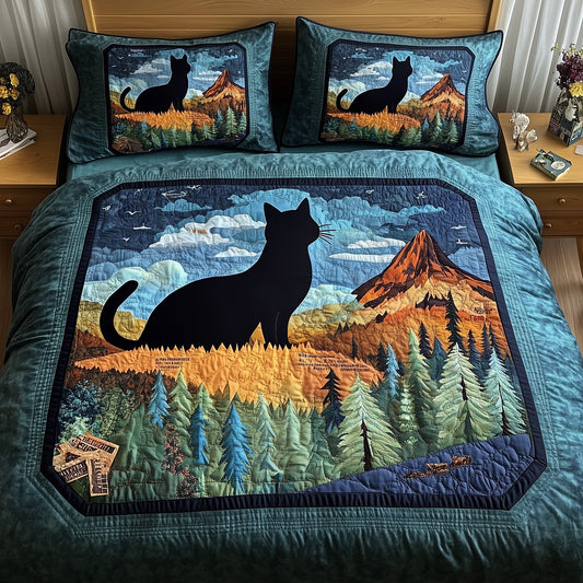 Dreamy Night Cat 3-Piece Quilted Bedding Set GFTOMA652