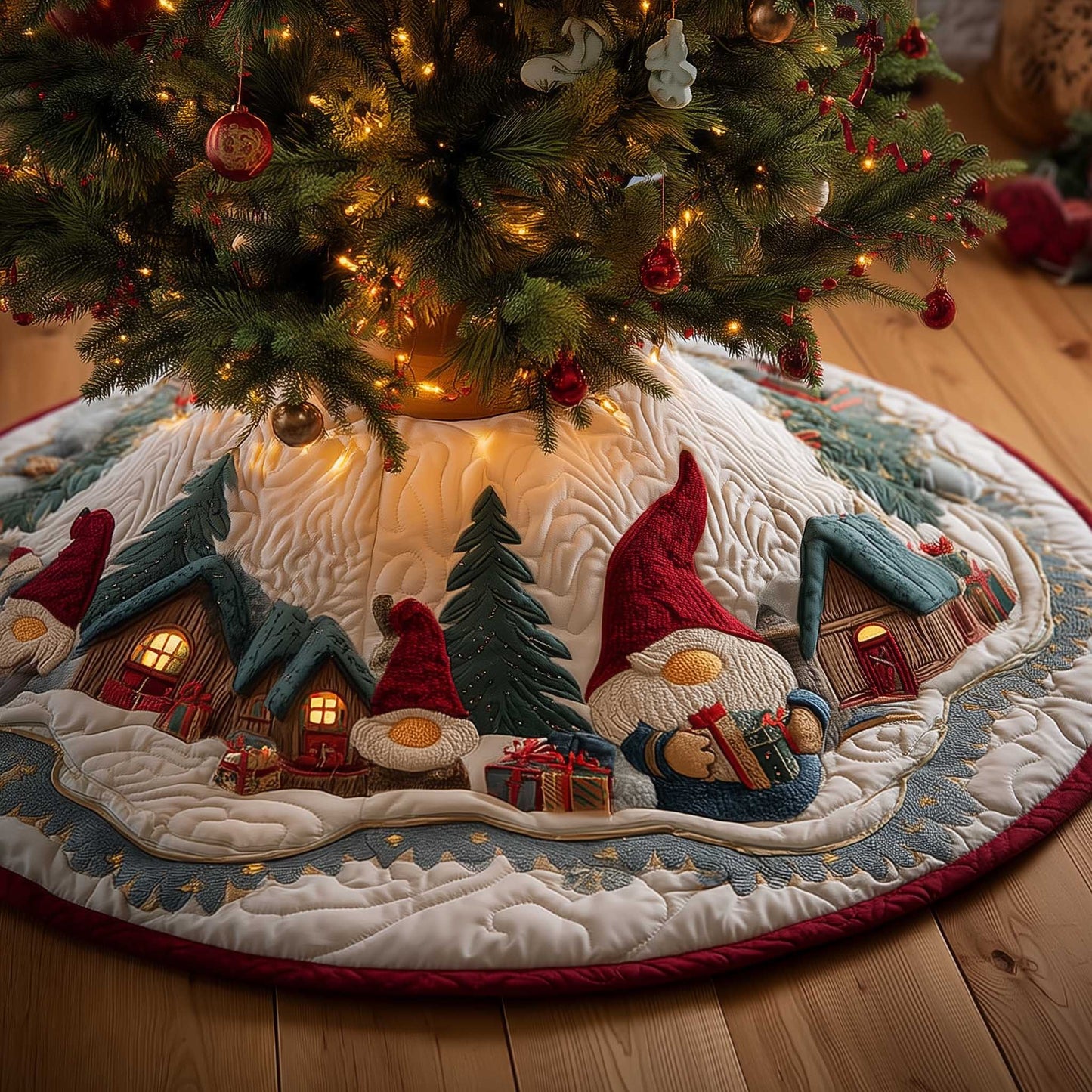 Snowy Gnome Quilted Tree Skirt GFTOMA6526
