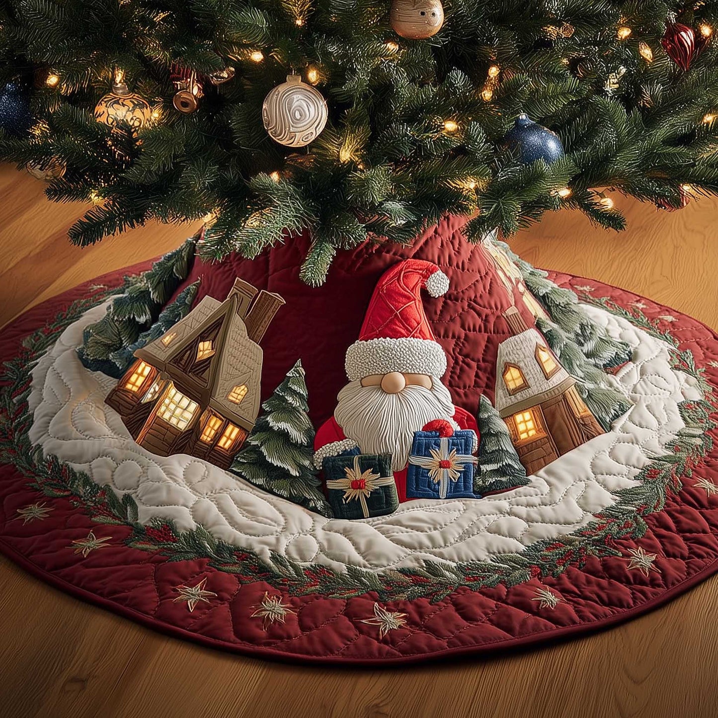 Snowy Gnome Quilted Tree Skirt GFTOMA6527