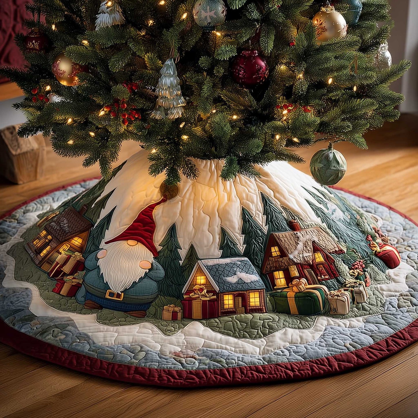 Snowy Gnome Quilted Tree Skirt GFTOMA6529