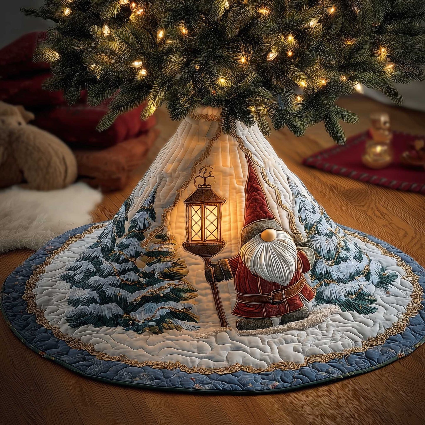 Snowy Gnome Quilted Tree Skirt GFTOMA6530