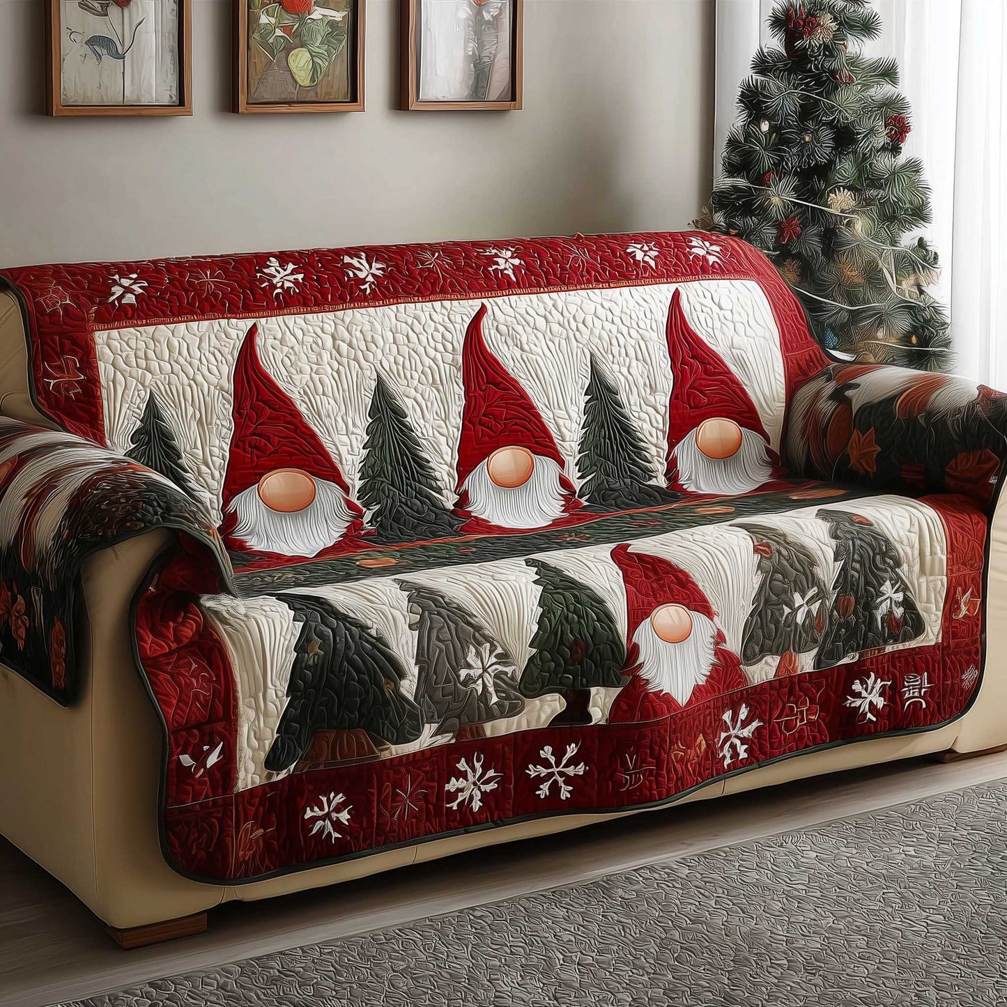 Gnome Quilted Sofa Cover GFTOMA6536