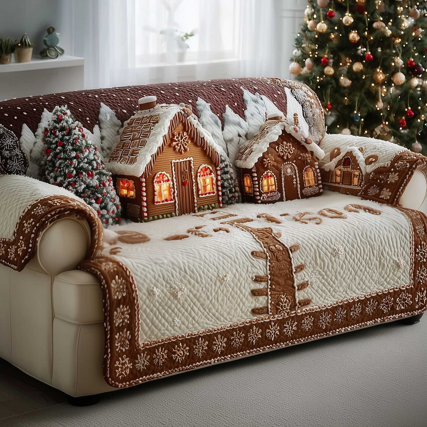 Gingerbread House Quilted Sofa Cover GFTOMA6539