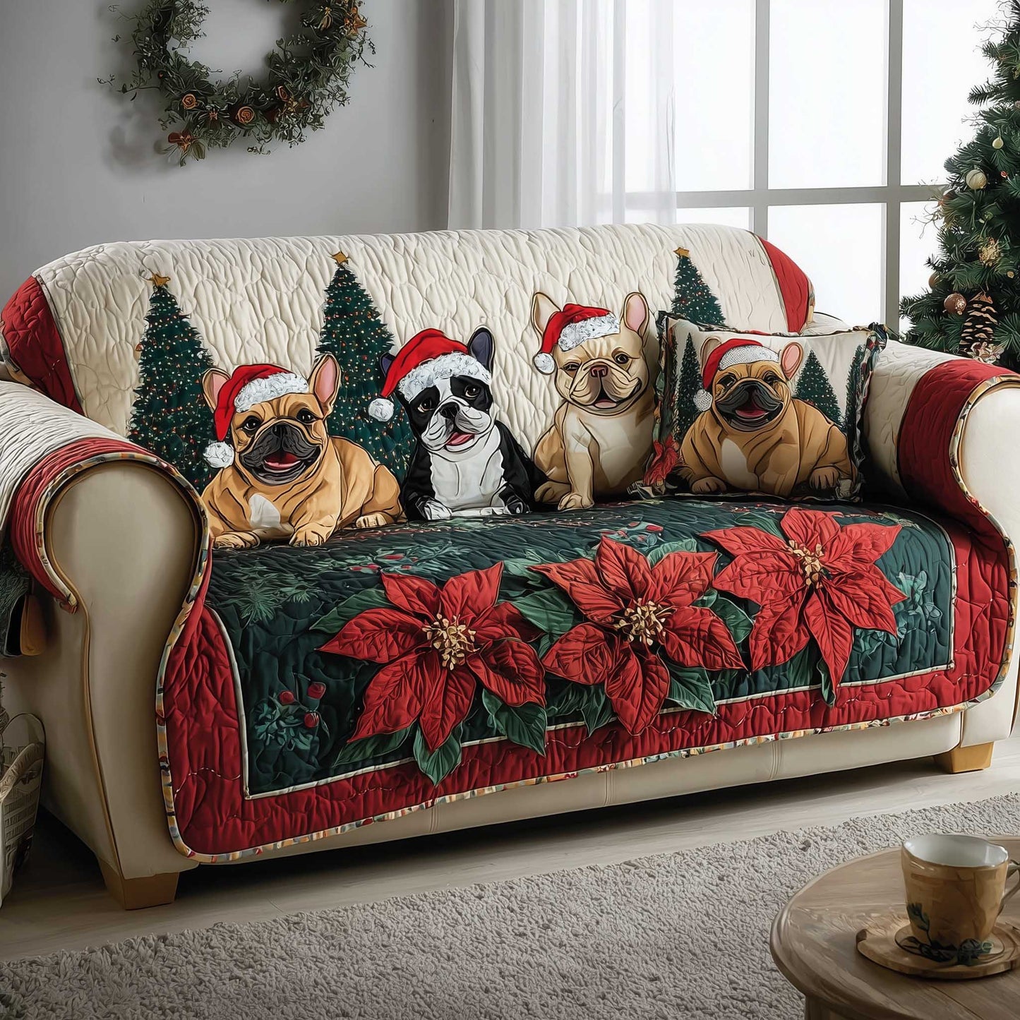 French Bulldog Quilted Sofa Cover GFTOMA6567