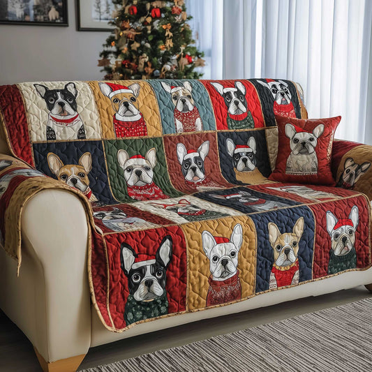 French Bulldog Quilted Sofa Cover GFTOMA6569