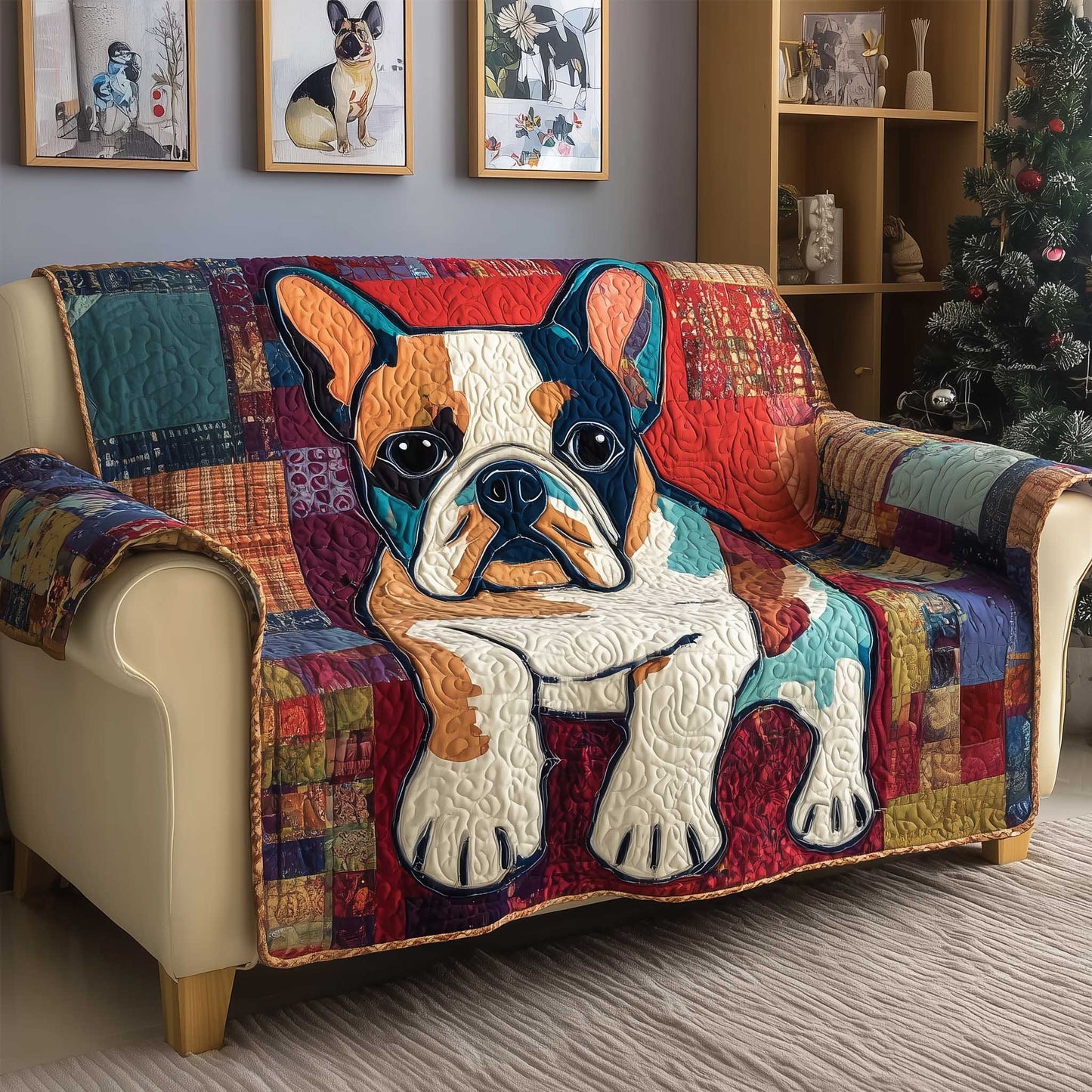 French Bulldog Quilted Sofa Cover GFTOMA6570