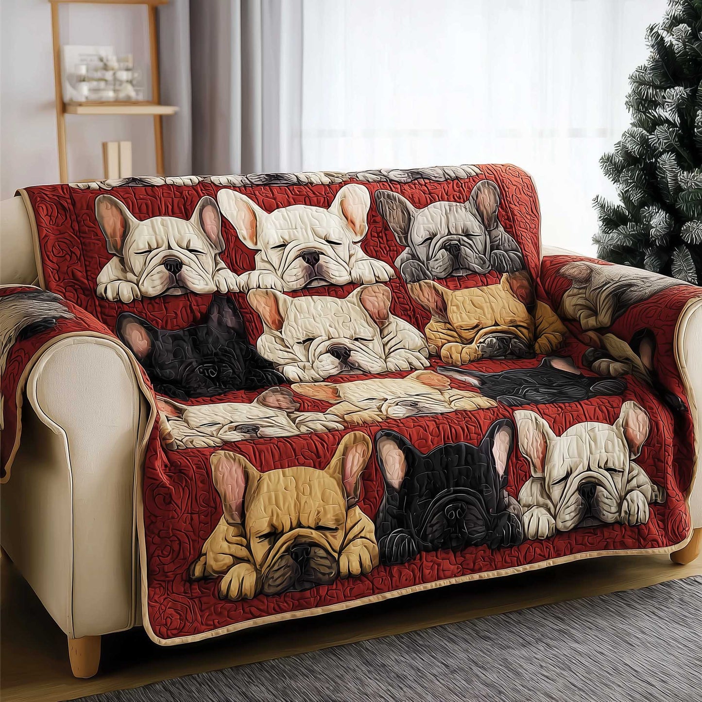 French Bulldog Quilted Sofa Cover GFTOMA6571