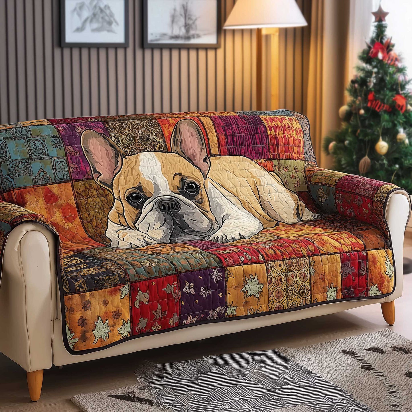 French Bulldog Quilted Sofa Cover GFTOMA6573