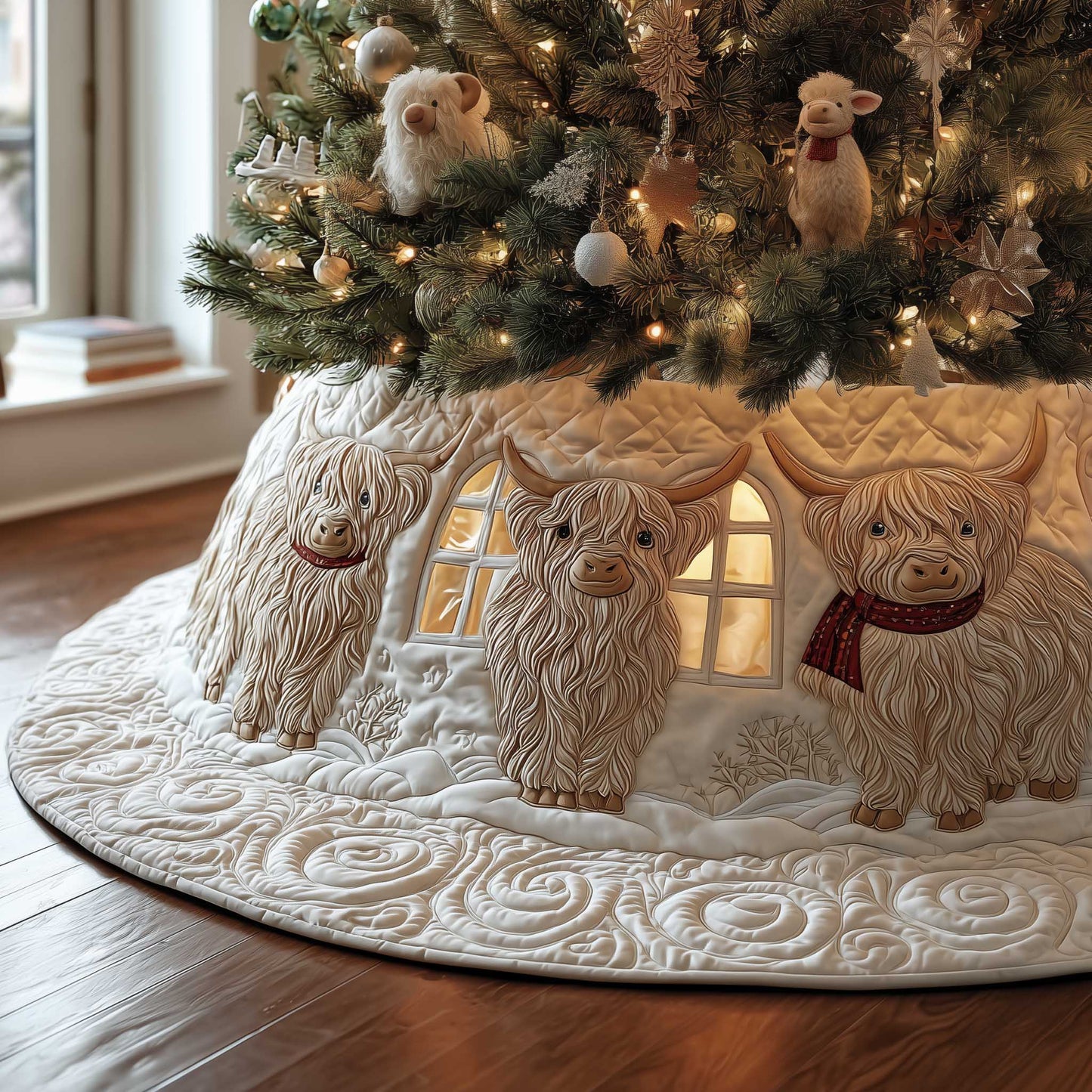 Highland Cow Quilted Tree Skirt GFTOMA6590