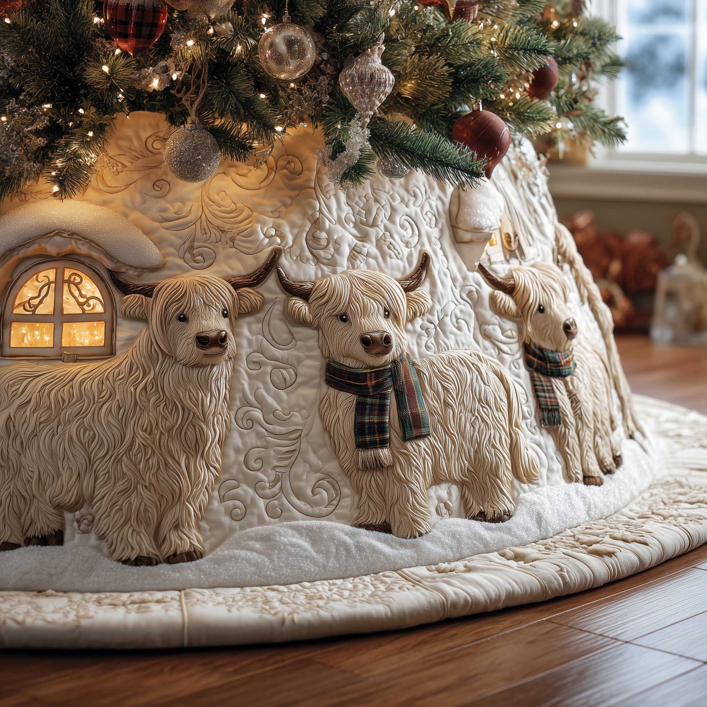 Highland Cow Quilted Tree Skirt GFTOMA6591