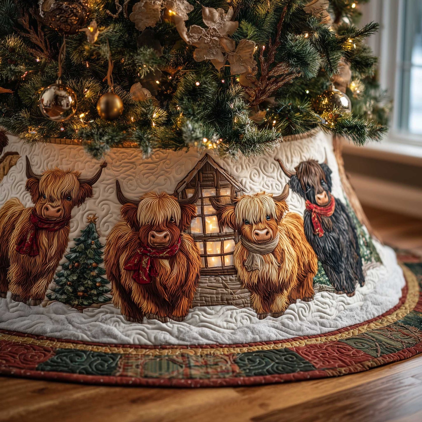 Highland Cow Quilted Tree Skirt GFTOMA6594