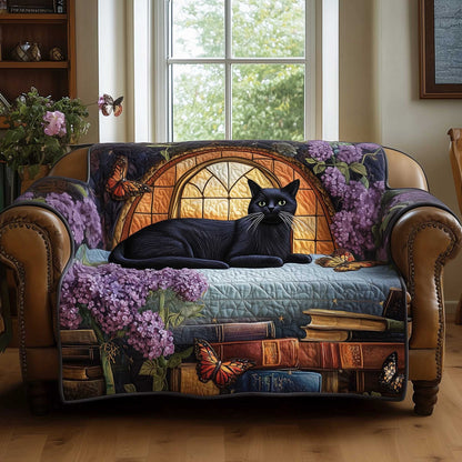 Black Cat Quilted Sofa Cover GFTOMA6601