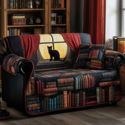 Black Cat Quilted Sofa Cover GFTOMA6602