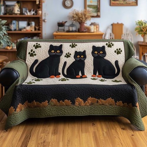 Black Cat Quilted Sofa Cover GFTOMA6603