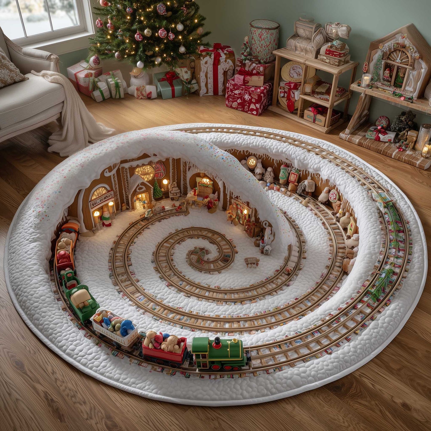 Gingerbread Workshop Quilted Round Mat GFTOMA6646