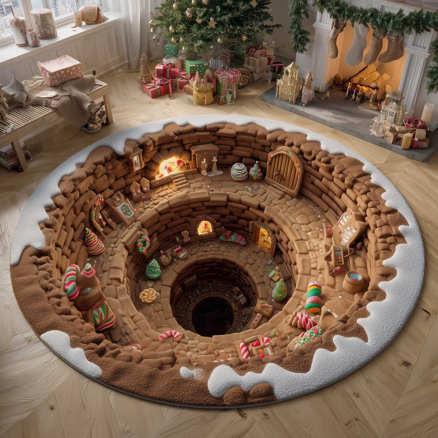 Gingerbread Workshop Quilted Round Mat GFTOMA6650