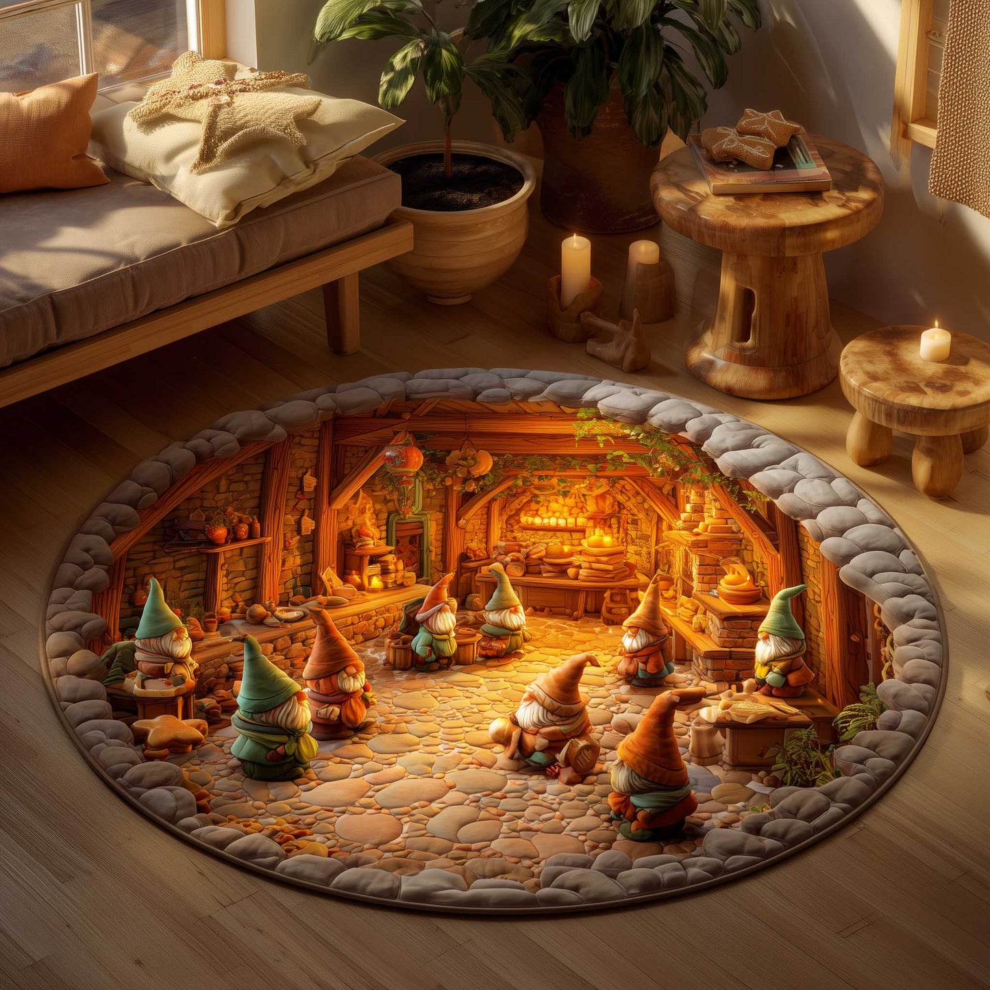 Gingerbread Workshop Quilted Round Mat GFTOMA6651