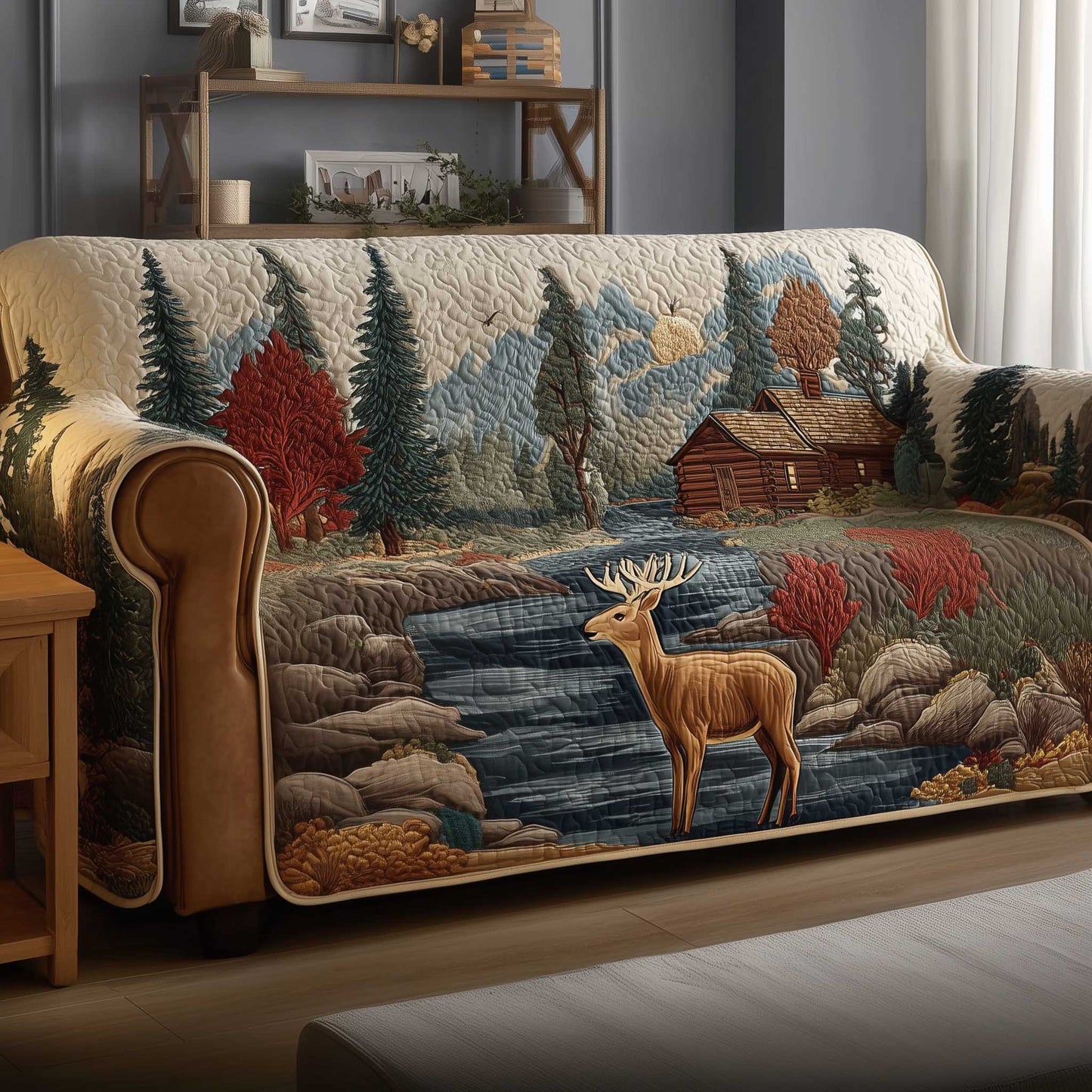 Deer Quilted Sofa Cover GFTOMA6698