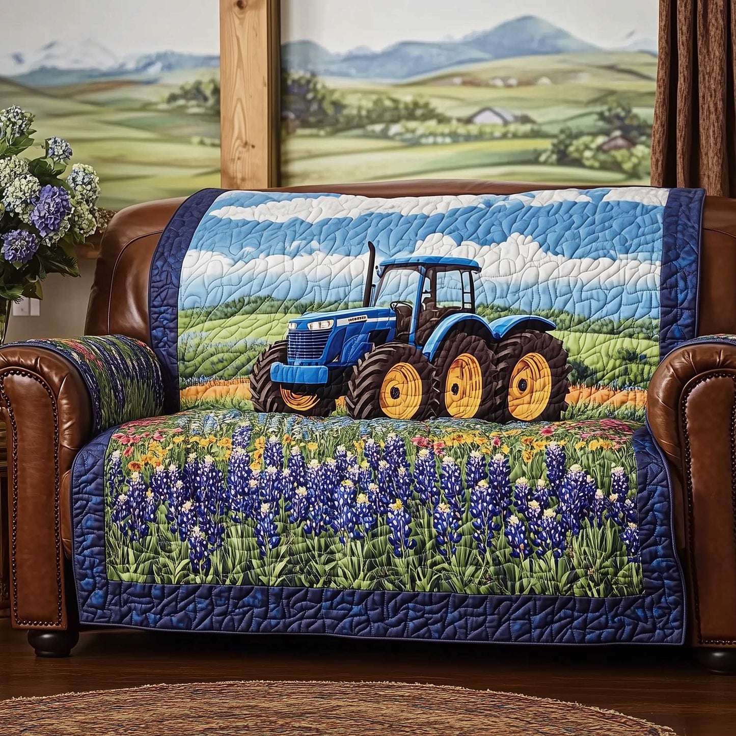 Bluebonnet Quilted Sofa Cover GFTOMA6716